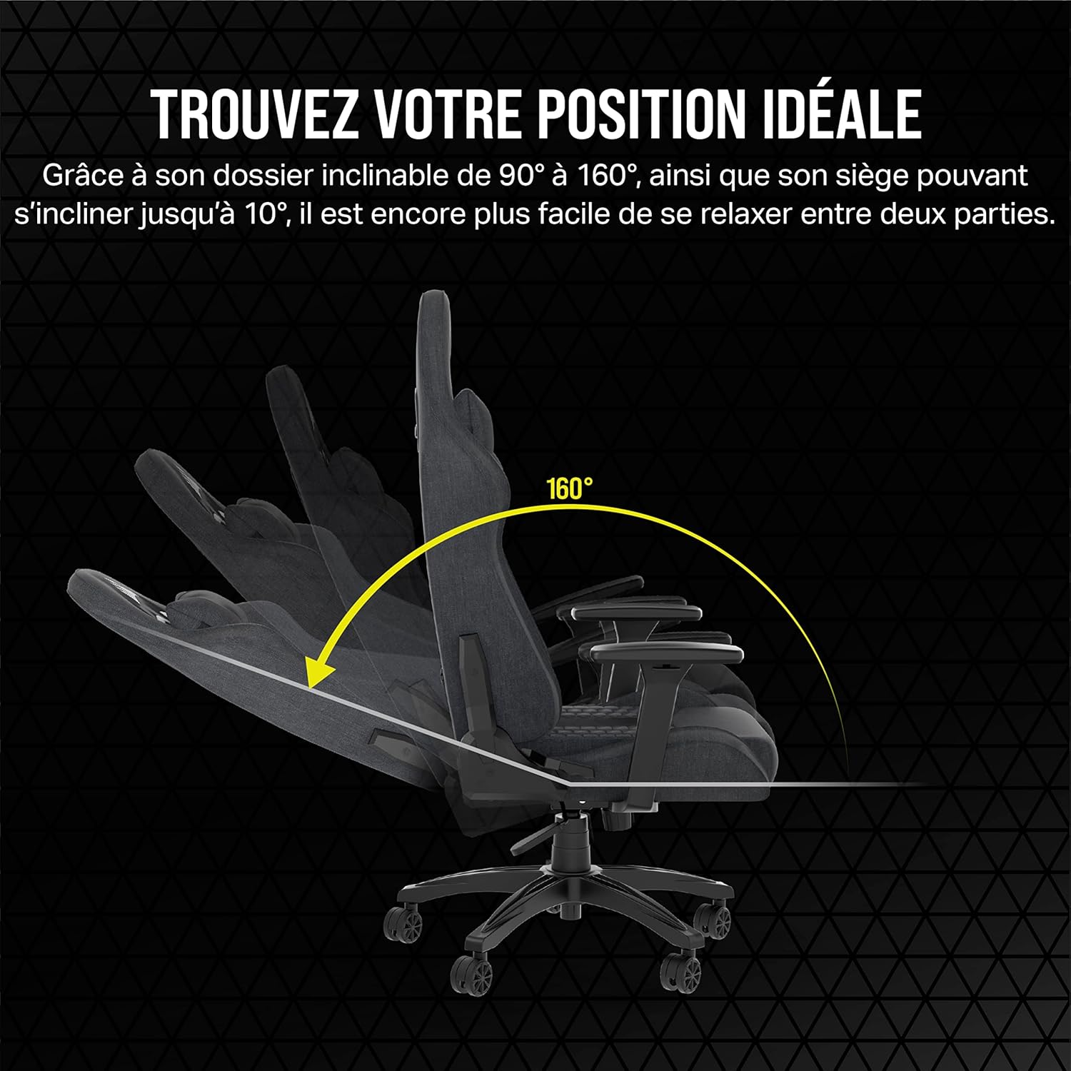 Corsair TC100 Relaxed Tissu Gris/Noir – Image 4
