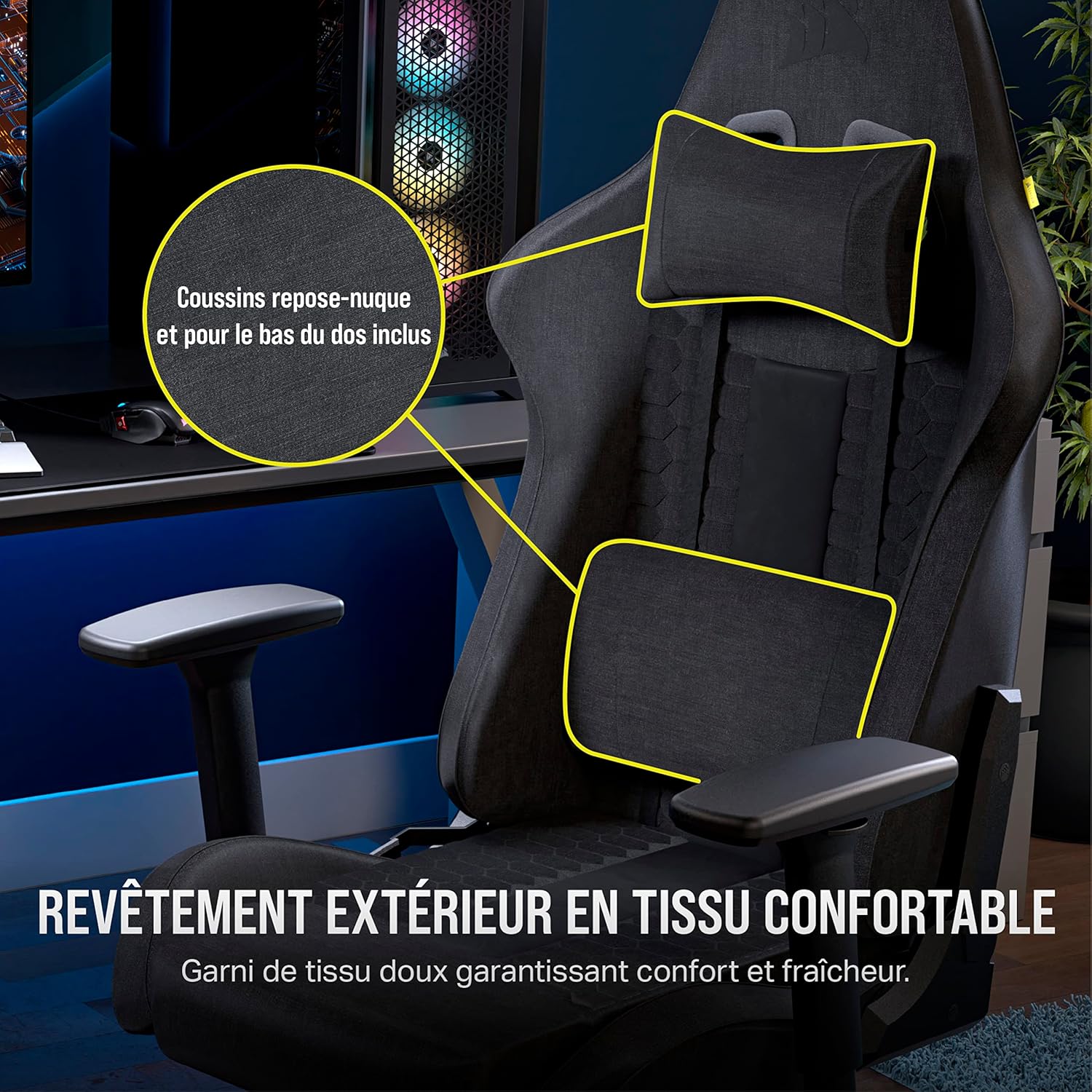 Corsair TC100 Relaxed Tissu Gris/Noir – Image 5